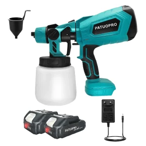 PATUOPRO Pistola a Spruzzo Elettrica 1000ML Senza Fili per Verniciatura Auto, Mobili, Acciaio, Pareti, Compatibile con Batteria Makita 18V