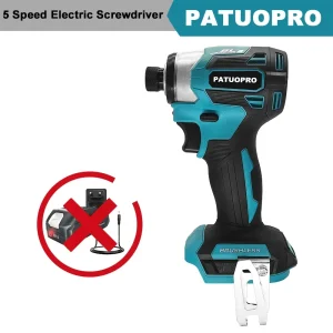 Cacciavite elettrico senza spazzole a 5 velocità Cacciavite a percussione a batteria da 1/4″ Trapano elettrico per batteria Makita 18V (senza batteria)