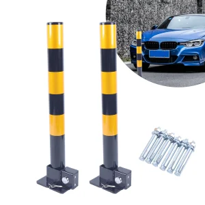 Barriera di parcheggio Piega Downvehicle Sicurezza Auto Paletto Vialetto Poste con serratura 2Pc Addensato Anti-Collisione Parcheggio