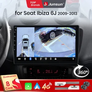 Junsun Qualcomm 8 Core 360 °   Telecamera panoramica Wireless CarPlay Android Auto Car Radio per Seat Ibiza 6j 2009-2013 GPS Multimedia