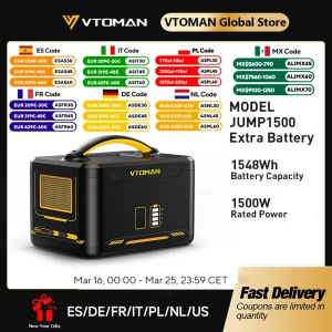 VTOMAN Jump 1500 Batteria extra 1548 Wh, batteria di backup LiFePO4 (LFP) Jump 1000 e Jump 1500X e Jump 1800 Potenza