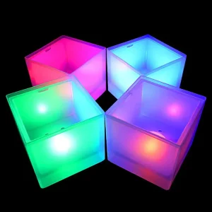 Raffreddatore per vino a LED RGB con raccolta dell’acqua di fusione secchiello per il ghiaccio multicolore quadrato 3.5L senza batteria per feste Bar