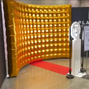 Parete gonfiabile per fondale con cabina fotografica con ventilatore d’aria per eventi di feste, parete in oro e argento 360, cabina fotografica per interni ed esterni