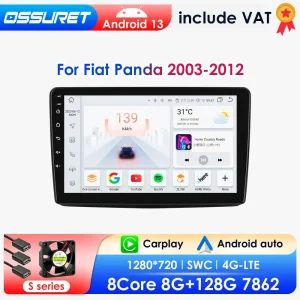 Wireless Carplay Android13 Autoradio Per Fiat Panda 2003 -2012 Auto Multimedia Lettore GPS 4G-LET 2din autoradio 7862 360Camera