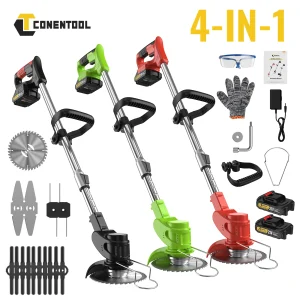 Tagliaerba telescopico leggero a batteria da 21 V 650 W con 2 batterie da 2000 mAh, 4 tipi di lama, tagliaerba da giardino