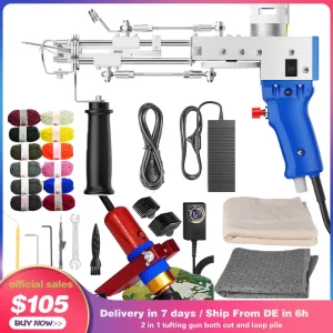 Aggiorna il set di pistole per trapuntatura Pistola per trapuntatura elettrica 2 in 1 Macchina per tessitura e floccaggio di tappeti La tanto può tagliare e fare il palo ad anello