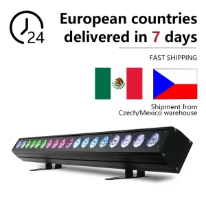 Barra LED DMX 18x18W RGBWA UV 6 in 1 Striscia luminosa per lavaggio a parete Linea DMX Barra luminosa Effetto di illuminazione per flusso interno