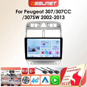 Autoradio Android per Peugeot 307 307CC 307SW 2002-2013 lettore multimediale Stereo GPS 2DIN Carplay Som Automotivo schermo da 9 pollici