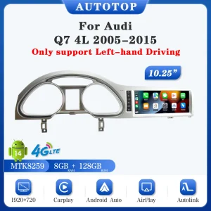 AUTOTOP 10.25 “1920*720P lettore DVD per Auto per Audi Q7 4L 2005-2015 Wireless CarPlay Android Auto Car Multimedia Player 4G GPS Navi