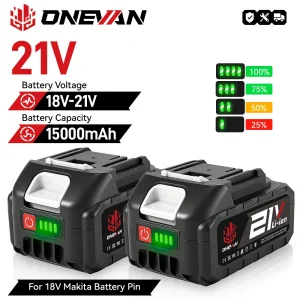 Batteria al litio ricaricabile ONEVAN 15000MAH BL1850 BL1840 per trapano elettrico senza fili, utensile elettrico per batterie da 21V 18V