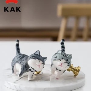 KAK Manopole per cassetti a forma di gatto Ganci da parete Maniglia per mobili in ottone Maniglia per armadio e pomelli Rein Maniglia decorativa per camera dei bambini Hardware