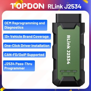 TOPDON RLink J2534 Programmatore passante OEM Strumento di riproduzione e diagnostica J2534 VCI migliorato