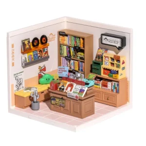 Robotime Rolife 3D Puzzle di plastica Mini casa delle bambole affascinante negozio di libri Kit casa in miniatura fai da te