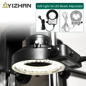 Lampada Illuminatrice ad Anello LED YIZHAN per Microscopio, 56 LED, Sorgente Luminosa Flessibile, Eccellente Luce Circolare per Fotocamera, Spina EU/US