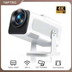 TOPTRO Mini Proiettore Portatile 4K Supporto 20000 Lumen Full HD 1080P Nativo 270 °   Proiettore rotante Proiettore Home Theater