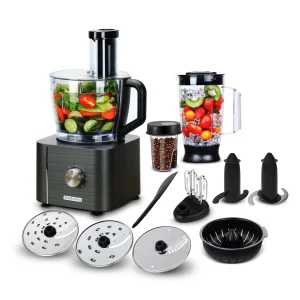 Robot da cucina 6 in 1 senza BPA da 800 W |   2 velocità+impulso per tritare/blicare/macinare |   Sistema da cucina compatto lavabile in lavastoviglie