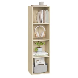 WOLTU Libreria in piedi Scaffale angolare Espositore Scaffale di stoccaggio Schedario 4 scomparti per ufficio Soggiorno Casa 24x106x30 cm