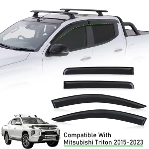 Visiera antivento Finestra Deflettori Visiera per porta per Mitsubishi Triton L200 2019 2020 2021 2022 2023 Doppia cabina 4PCS Protezione solare e pioggia