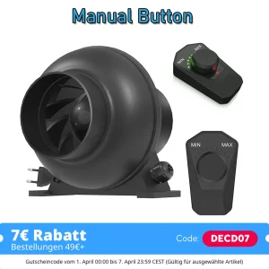 Ventola di ventilazione tipo condotto EC C2 con pulsante manuale, 100 mm (4 pollici) viene utilizzata per la ventilazione, in serre,