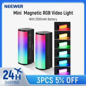 NEEWER Bacchetta luminosa magnetica portatile, 360 °   Mini stick luminoso video LED RGB completo con batteria ricaricabile da 2500 mAh, 2500-8500 K