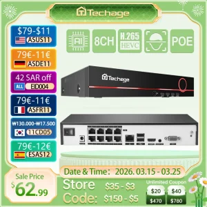 Techage 8CH H.265 4K/8MP/5MP POE NVR CCTV sistema di sorveglianza di sicurezza per telecamera IP POE telecamera di rete supporto VCR Max 14TB