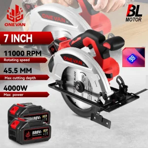 Sega circolare elettrica senza spazzole da 7 pollici 185mm LED 11000 giri/min Utensile da taglio per lavorazione del legno ad angolo regolabile senza fili per perno batteria Makita