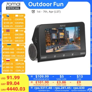 Dash Cam 70mai A810 4K HDR con GPS Integrato, ADAS, Monitoraggio Parcheggio 24H, Compatibile 4G, DVR per Auto 70mai A810