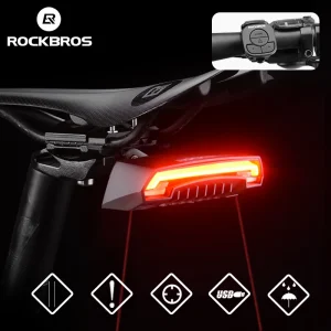 ROCKBROS fanale posteriore per bici USB ricaricabile Wireless impermeabile MTB sicurezza telecomando intelligente indicatore di direzione lampada per bicicletta