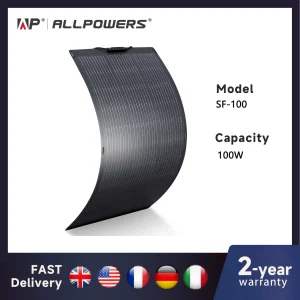 ALLPOWERS Pannello solare flessibile 100W Pannello solare monocristallino Modulo solare Cella solare fotovoltaica per tetti di barche Giardino RV