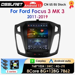 Android13 Autoradio Lettore Video Multimediale Per Ford Focus 3 MK 3 2011-2019 Tesla Stile Android Auto 4G 2Din Navi Carplay DSP