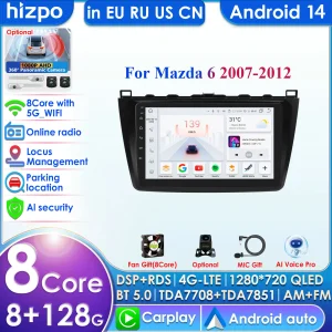 Carplay 4G con Bose 2Din Android 14 Auto Radio Per Mazda 6 Rui GH 2008-2015 Auto Lettore Multimediale di Navigazione GPS WIFI Autoradio