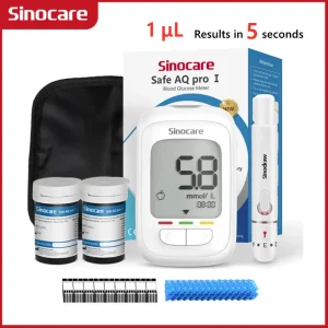 Sinocare Safe AQ Pro Ⅰ Misuratore di glicemia Kit glucometro Tester per il diabete Misuratore medico di zucchero nel sangue o lancette per strisce reattive