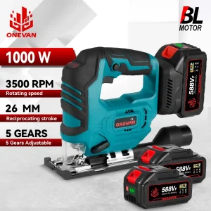 ONEVAN 3500RPM Sega elettrica curva a batteria senza spazzole 1000W Seghetto alternativo elettrico Utensile da taglio per la lavorazione del legno per Makita 18V Batteria Pin