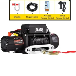 Verricello elettrico per cabestan SIHAO 13500LB 12V – Corda sintetica in 72 leghe 27M per fuoristrada 4×4 per auto/ATV/barca/rimorchio Ascensore impermeabile