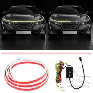 Universale 12V LED Scan avviamento cofano Auto lampada decorativa luce di marcia diurna per Auto DRL Dynamic Auto Tuning striscia faro