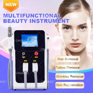 3 in 1 portatile professionale multifunzione nd yag e macchina laser Ipl capelli/tatuaggio/macchia/rimozione dei pigmenti ringiovanimento della pelle