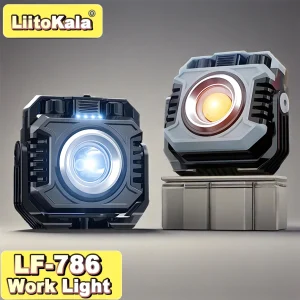 Lampada da lavoro LiitoKala LF-786 + batteria ricaricabile 26650 da 5000mAh, luce da lavoro magnetica sensibile alla temperatura 2700-8000K, orientabile a 360° °   rotat