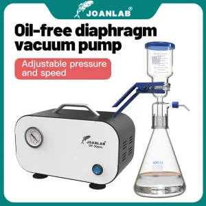 JOANLAB Pompa per vuoto a membrana senza olio Pompa per filtro da laboratorio Pompa a pressione negativa portatile Attrezzatura da laboratorio a pressione regolabile