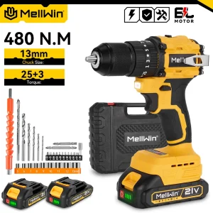 MELLWIN 13 MILLIMETRI Brushless Trapano A Percussione Elettrico 25 + 3 Coppia Tenuto In Mano Trapano Piatto Cacciavite Utensili Elettrici Per Makita 18 V Batteria Spille