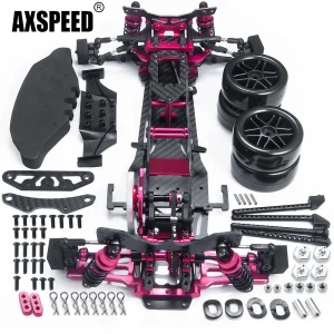 Kit Telaio in Metallo, Fibra di Carbonio e Plastica AXSPEED, Cerchioni e Ammortizzatori per Auto RC Drift Sakura D5 MR 1/10, Parti per Modelli di Camion