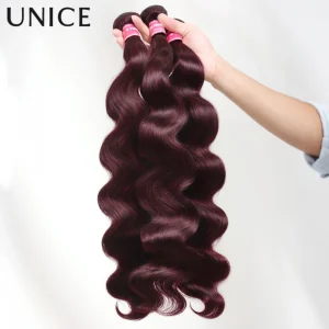 UNice Hair Fasci di capelli umani dell’onda del corpo di ciliegia nera 1/3/4 pezzi Peso dei capelli 100 grammi per pacco