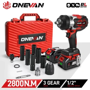 ONEVAN 2800N.M Chiave a percussione elettrica senza spazzole 1/2 pollici Chiave dinamometrica a batteria Trapano utensile elettrico per Makita 18V Batteria Pin