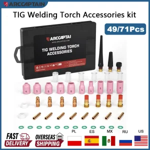 ARCCAPTAIN 49/71 pezzi accessori per saldatura torcia tozza lente gas per torcia di saldatura TIG WP-17/18/26 kit tazza di vetro ad alta temperatura