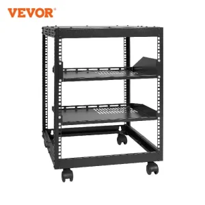 VEVOR Rack per server a telaio aperto 12U/15U/ 20U da pavimento o da parete con profondità regolabile per uso in ufficio con centro microdata
