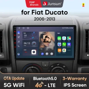 Junsun AI 4G LTE Wireless CarPlay Android Auto autoradio per Fiat Ducato Peugeot Boxer Citroen Jumper 2006-2015 GPS Navi RDS FM