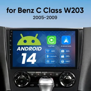 Senza fili CarPlay Android Auto Radio Per Benz Classe C W203 2005-2009 Lettore Multimediale Per Auto GPS 2din Autoradio Stereo Bluetooth 4G