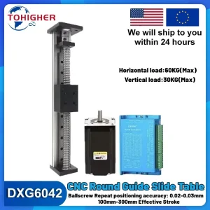 Kit tavolo guida lineare CNC Tavolo scorrevole Larghezza 60 mm Vite a ricircolo di sfere Fase di movimento Asse singolo per motore passo-passo Nema23 57