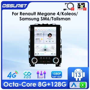 9.7 “AI Carplay Android 14 Autoradio per Renault Koleos Megane 4 Samsung SM6 Talisman 2017-2019 Lettore multimediale Auto GPS Stereo