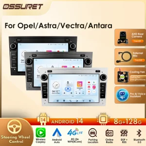 8 + 128G Carplay Android 14 2 Din Autoradio GPS stereo per Opel Astra HGJ Antara Vectra C Zafira B Vivaro Meriva Vectra B BT RDS