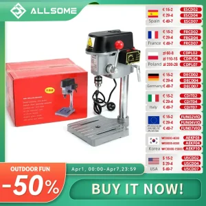 ALLSOME 220V 340W Supporto per trapano elettrico Mini supporto da tavolo da banco Supporto per trapano Staffa fai da te Telaio fisso